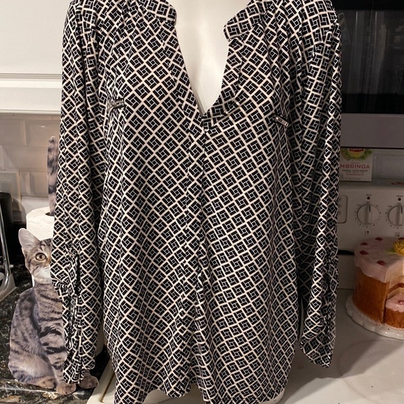 O womens NY Collection casual stretch long roll sleeve plus size top 2X - Picture 1 of 6